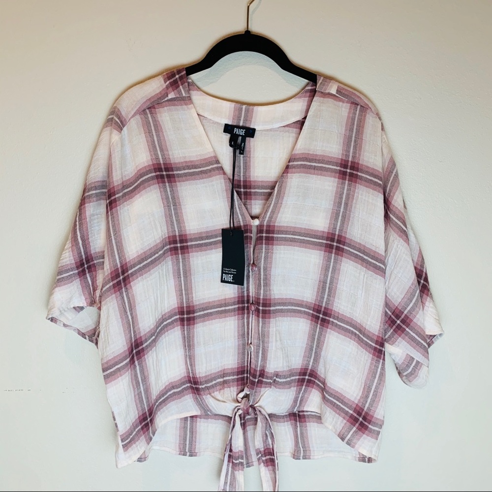 NWT Paige Baylee Plaid Crop Top Large